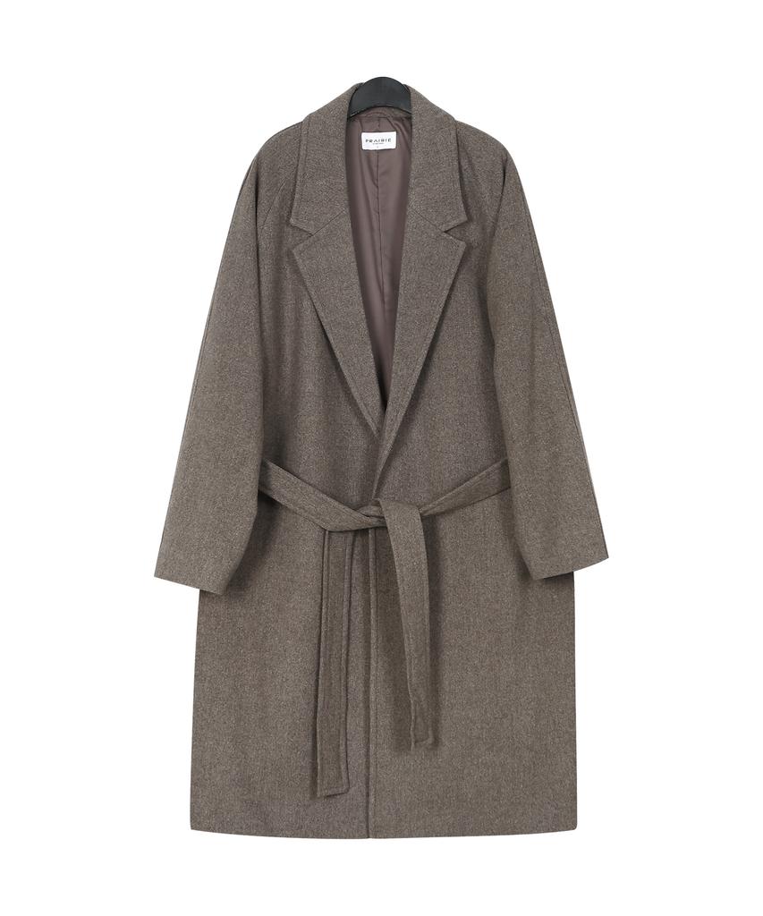 Prairie Light Merino Wool Oversized Robe Long Coat (Herringbone Brown)