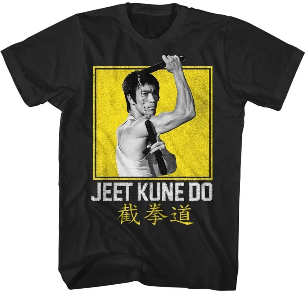Bruce Lee Chinese Martial Arts Icon Boxy Jeet Kune Black Adult T-Shirt Tee S