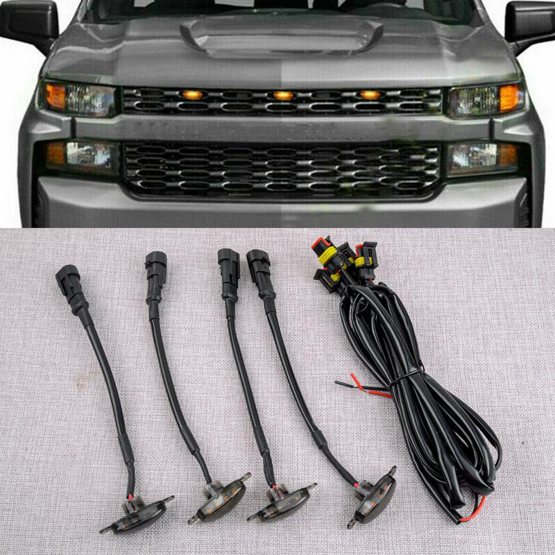 

1 Set Car Front Grille Smoked Lens Yellow LED Light Lamp Fit for Chevrolet Colorado