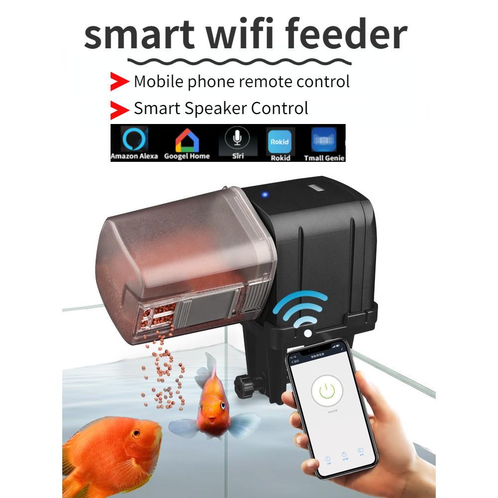 200ml/100ml/450ml/200ml Automatic Aquarium Fish Tank Feeder Wifi Smart Phone App Remote Control Fish Feeding Device Intelligent Timing Food Dispenser