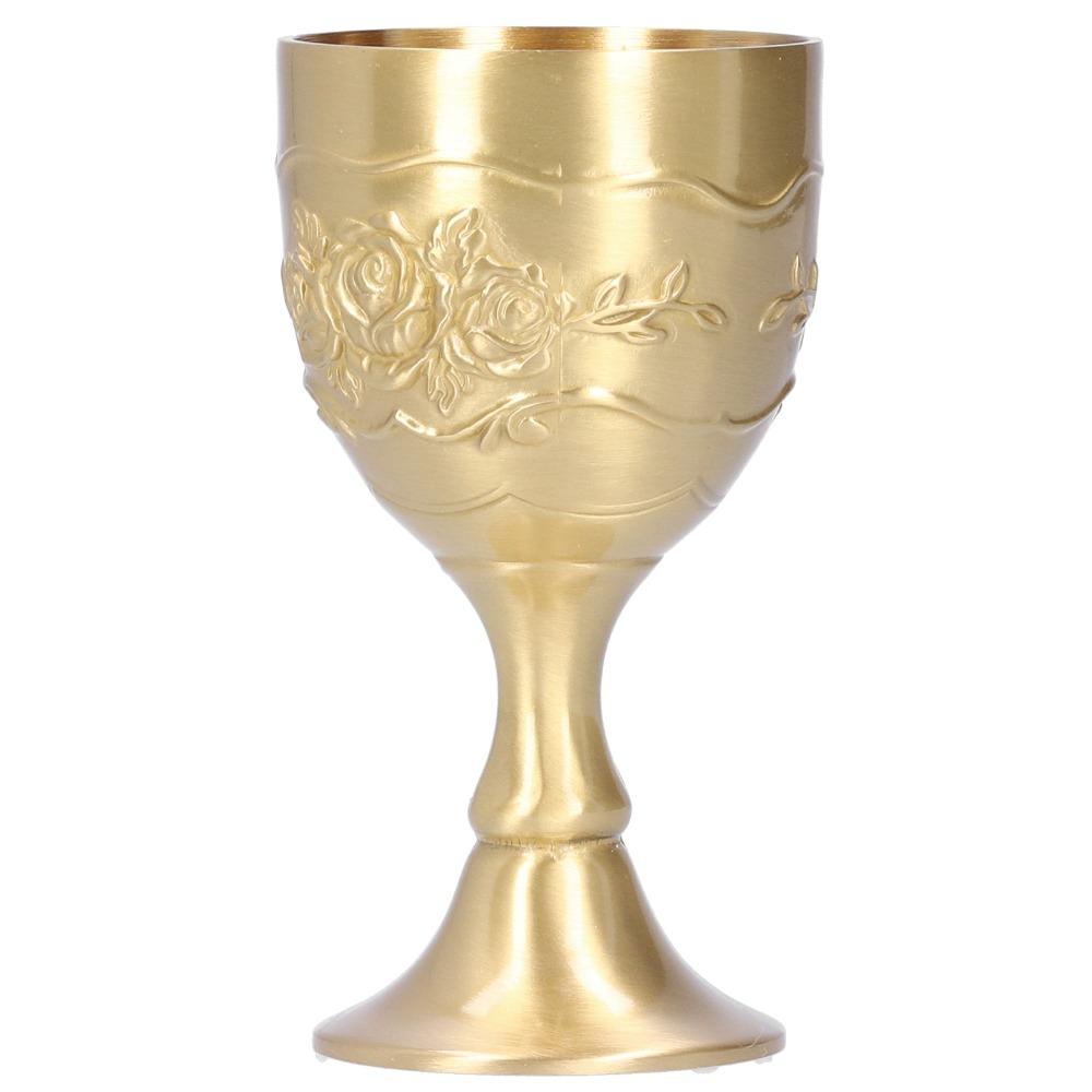 Gravierte Blume Vintage Kelch Geprägter Rosenweinkelch Messingkelch Partyzubehör