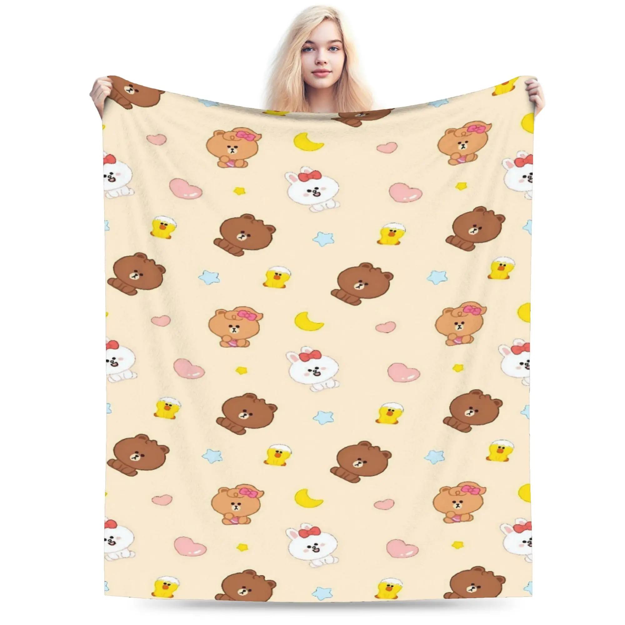 Brown and Cony Plush Blanket Boy Girl Flannel Throw Blanket For Outdoor Warm Soft Custom DIY Quality Bedspread Gift 70x100cm