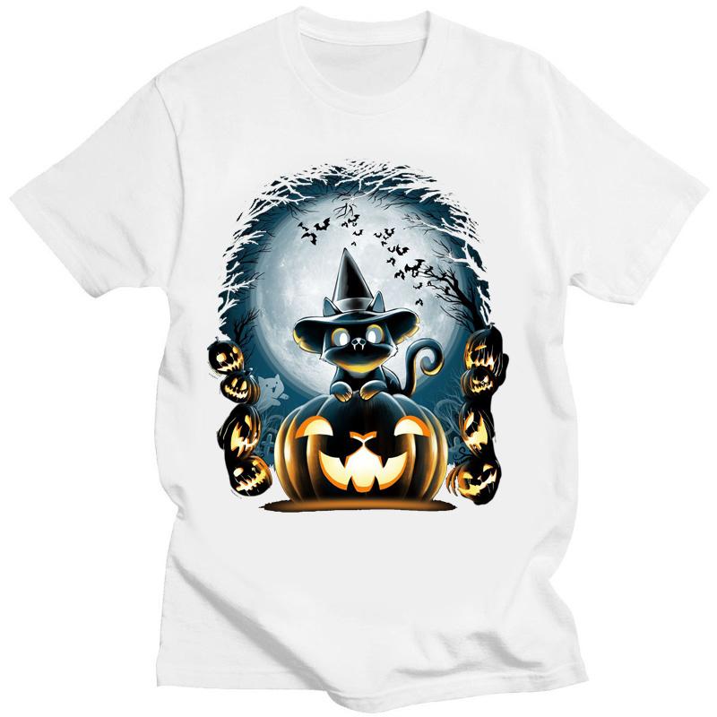 Halloween Szkielet Zabawny T-shirt Mały Duch Kreatywny Prezent T-shirty Casual Krótki Damski Męski Odzież T-shirty Top Streetwear