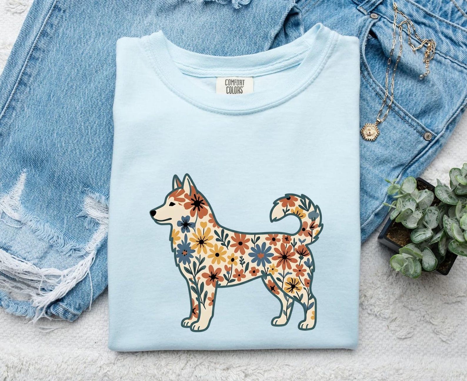 Pet Flower Shirt Dog Plants Gift Women Tribal Tee Flower T-Shirt Dog Fan Tribal Tshirt Botanical Graphic Sleek Wild Blooms Tshirt S