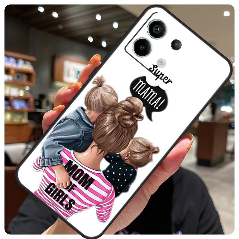 Baby Mother Brown Girl Family Case For Xiaomi Redmi Note 12 9 10 11 13 14 15 Pro Plus Cover For Redmi 13C 12C 10C 14C 15 C