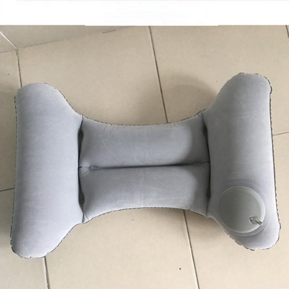 

Grey Blue Inflation Lumbar Pillow Flocking PVC Nursing Waist Pillow Aircraft Lumbar Pad Travel Grey Flocking