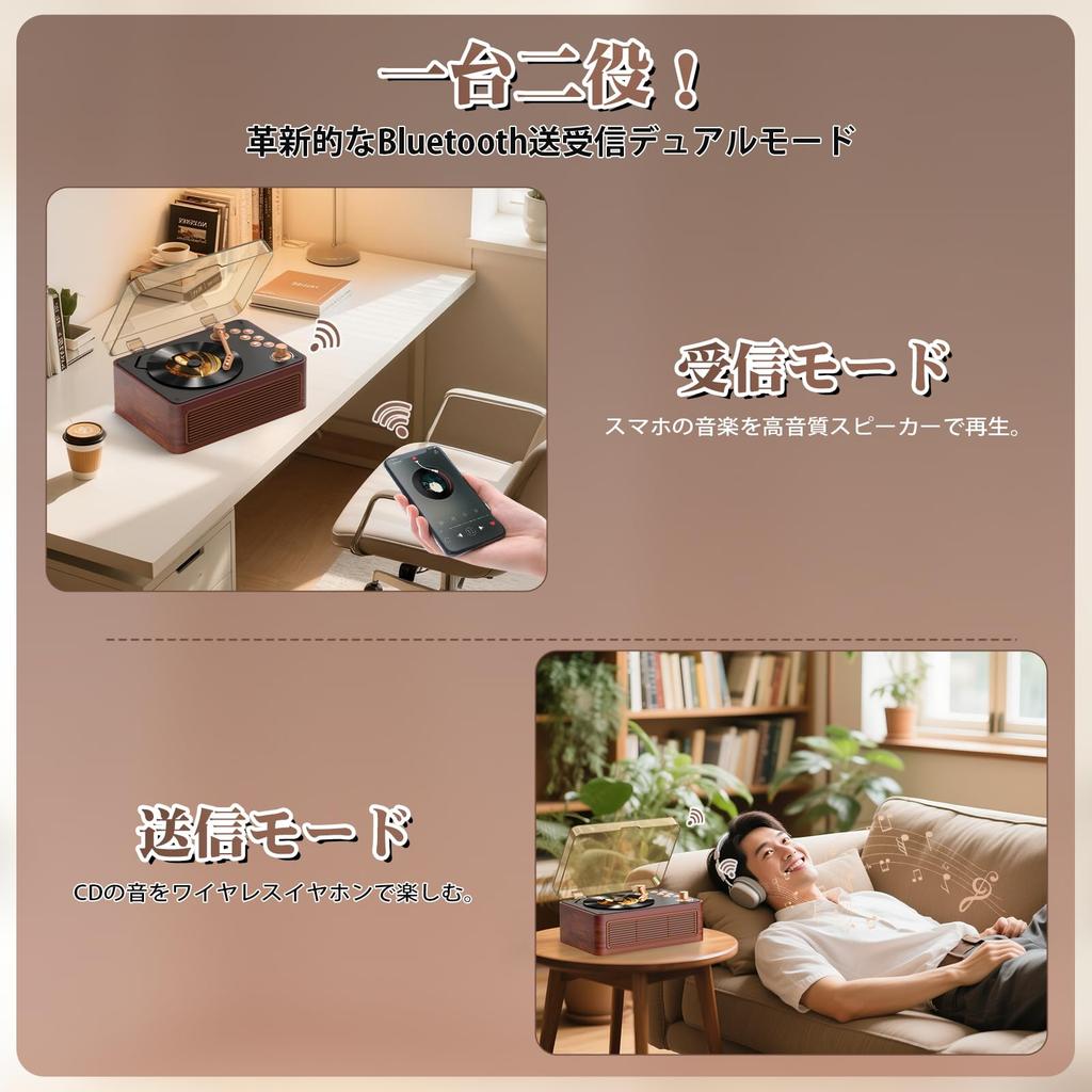 Gueray Y-02 Retro CD Player, Portable, Built-in HiFi Speaker, Bluetooth Receiver & Transmitter, Rechargeable, USB Playback, AUX Input, A-B Repeat Func