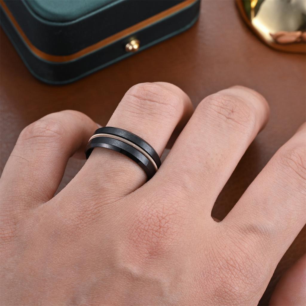 1 Stück Modischer, Multifunktionaler, Schlichter und Edler Mattschwarzer Bandring aus Titanstahl