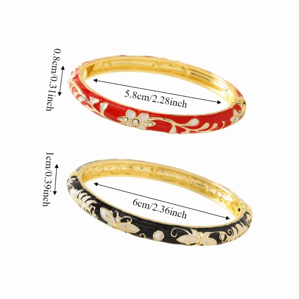 Enamel Vintage Cloisonne Bangle Traditional Butterfly Floral Chinese Flower Bangle Vintage Chinese Women's Hand Bracelet