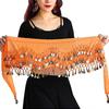 Belly Dance Hip Scarf Women Waist Scarf Belly Dance Skirt with 98 Golden Coins Knot Tying Hip Wrap for Dance Training Performance Beach Wear