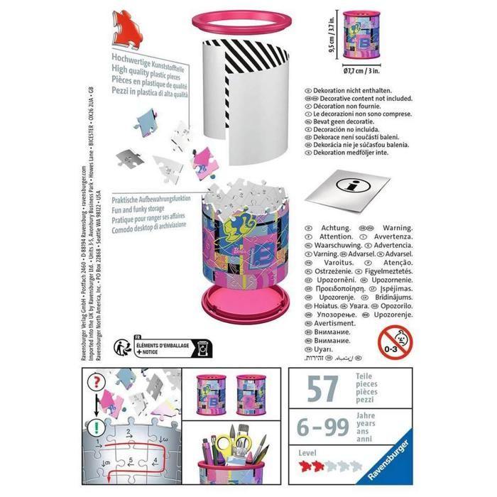 Puzzle 3D Pot à crayons 54 pièces : Barbie
