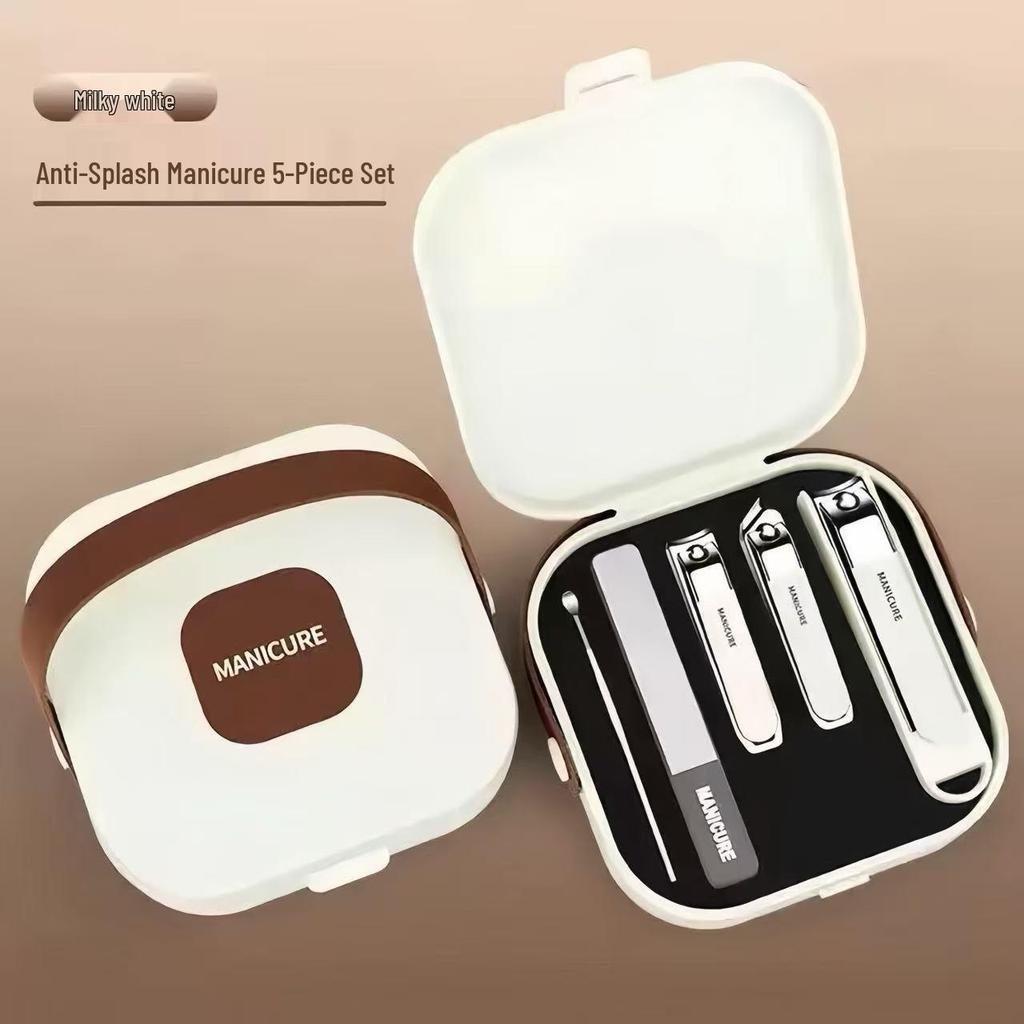 High-End Anti-Splash Nail Clipper Set with Portable Case - Manicure Tools