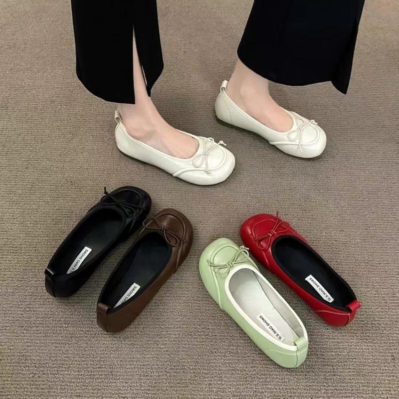 Fashion 2024 Summer Fashion Women's Elegant Square Toe Slip-On Bow Flat Low Shoes