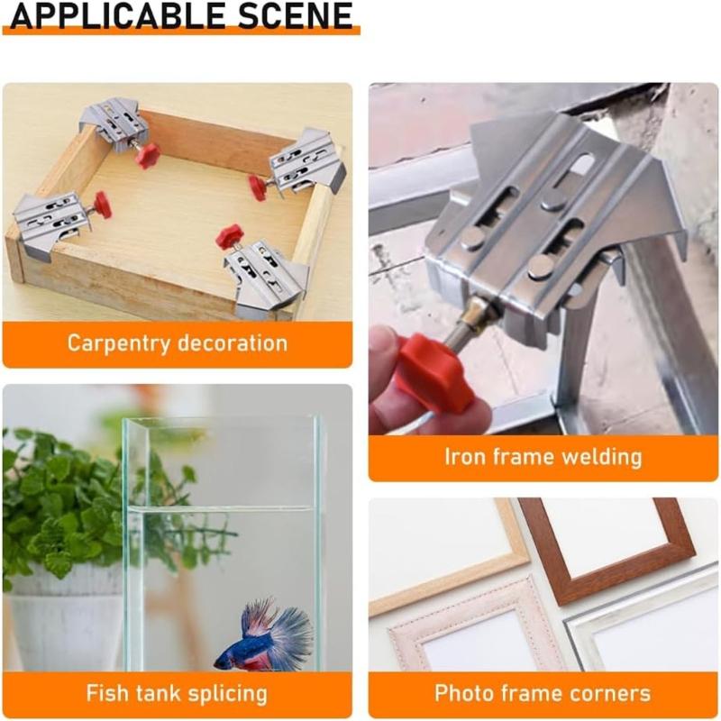 Stainless Steel 90 Degree Right Angle Clamp For Woodworking Welding And DIY Projects With Adjustable Rotating Jaw