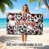 Skull Gothic Theme Beach Towel Personalized Custom Name & Text Soft Quick Dry Beach Towel for Swimming Travel