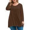 Women's Fashion Large Size Round Neck Long Sleeve Casual Color Loose Pullover Top