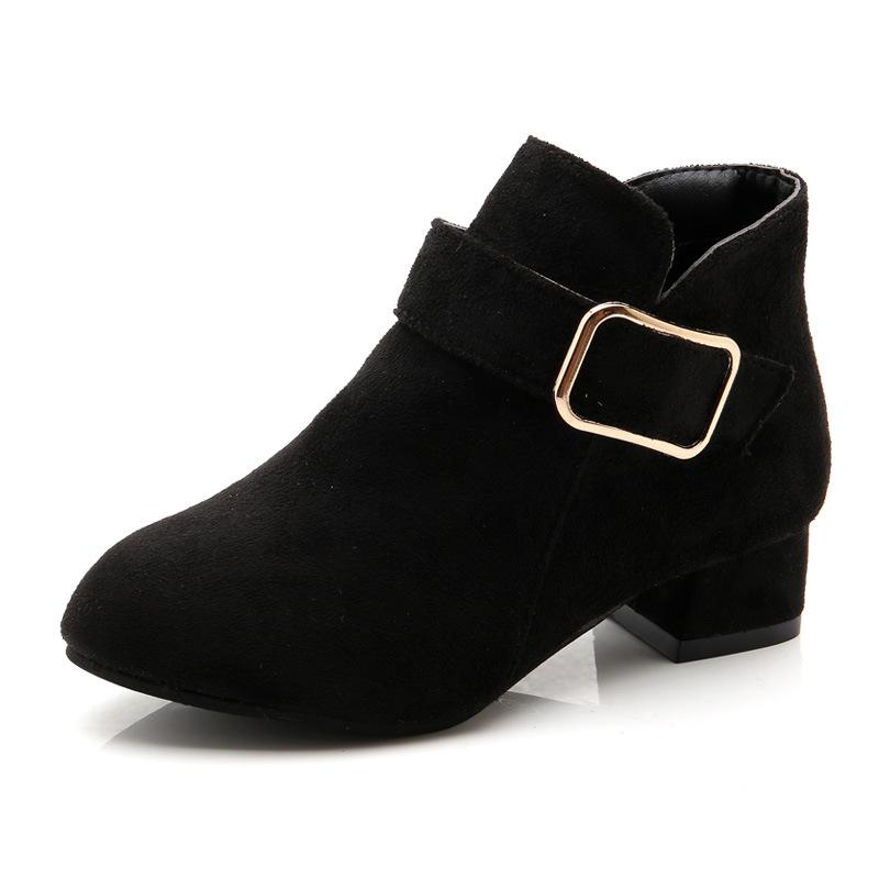 

[Girls Fall Winter Martin Boots Ankle Boots British Casual Short Heel Kids Fashion Boots] size 37 чорний