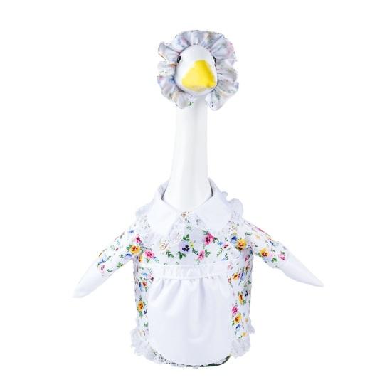 Spring Flower Porch Goose Outfit for 23 Inch Cement Goose Wildflower Floral Goose Clothes for Spring Summer Outdoor Patio Yard Lawn Decoration