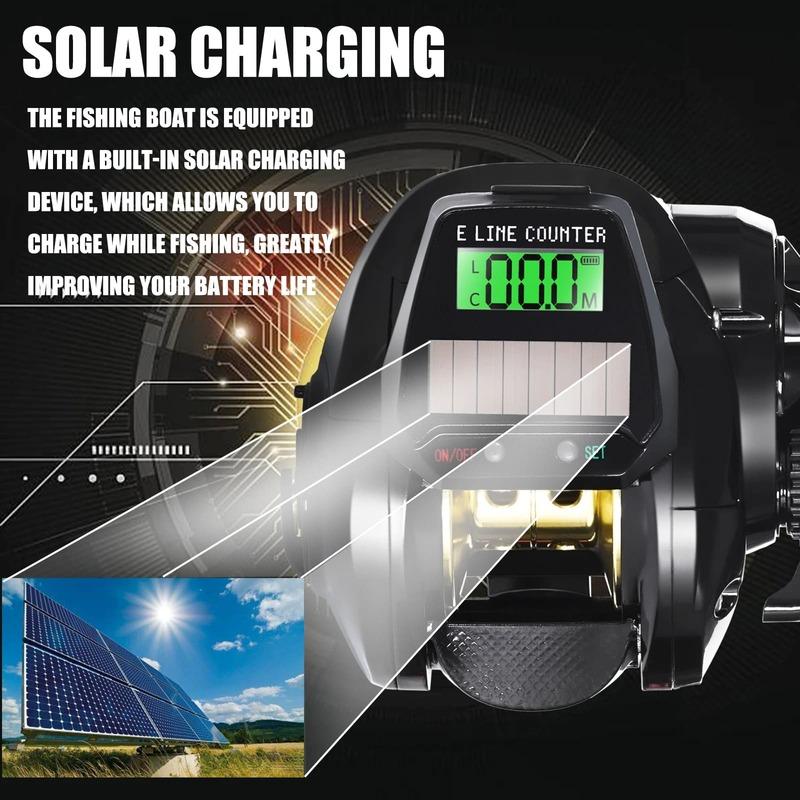 2024 Nový styl rybářského navijáku USB a solárního nabíjení LED obrazovky odlévání návnady 7.2:1 Vodotěsné odlévání rybářského bubnu ve slané vodě