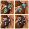 Chinese Blue Crystal Ladies Earrings Elegant Banquet Wedding Earrings Bridal Dress Earrings Accessories Gifts