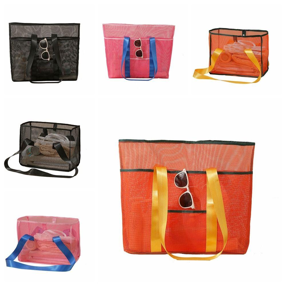 Foldable Mesh Shoulder Bag Light Weight Toiletry Storage Bag Reusable Swimming Handbag  Outdoor