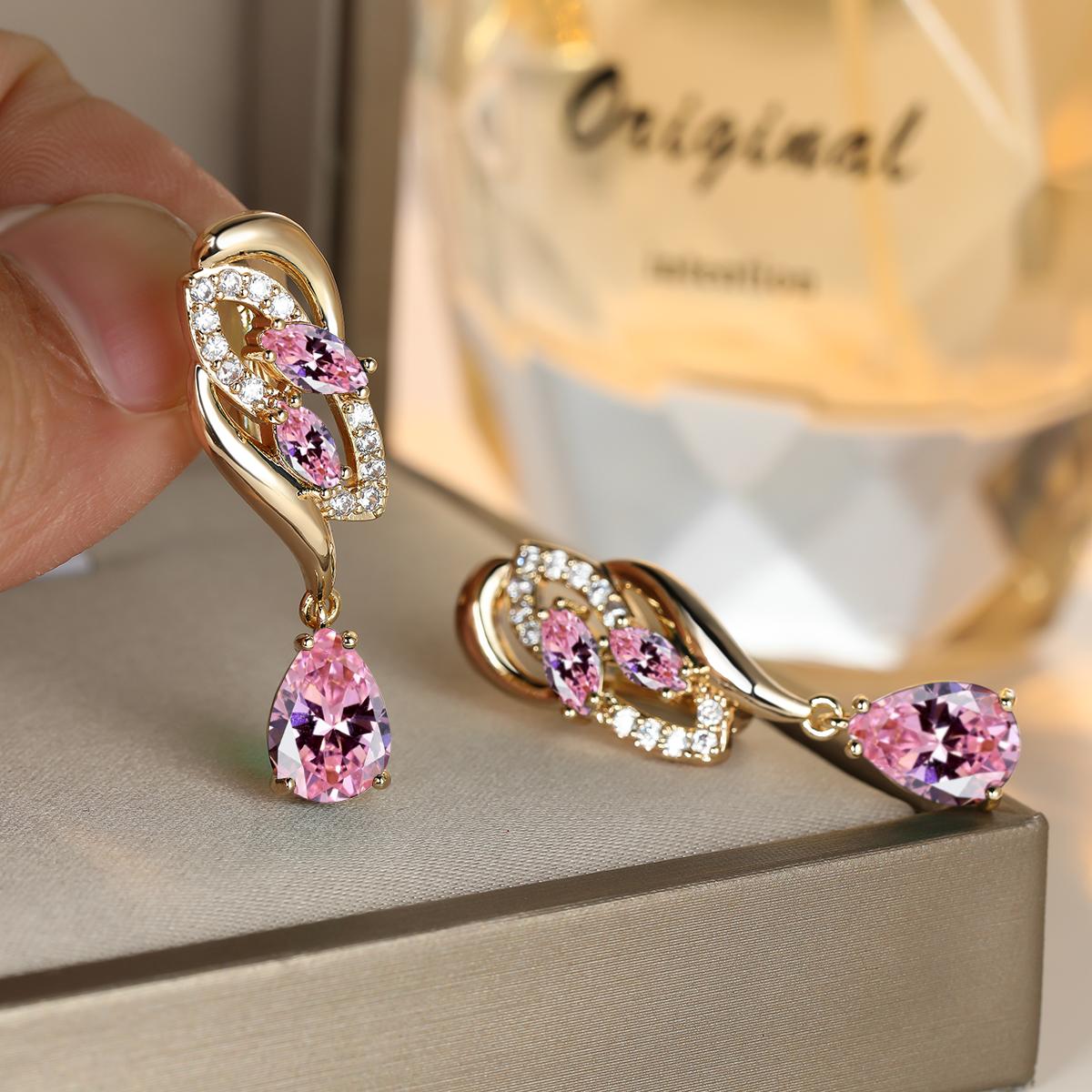 

Уникальные висячие серьги золотого цвета с синим камнем в форме капли, серьги-кольца в форме маркизы, подарок на годовщину розовый