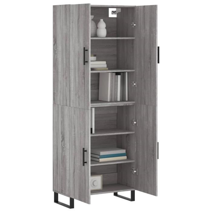 VidaXL Buffet haut Sonoma gris 69,5x34x180 cm Bois d'ingénierie 3195705