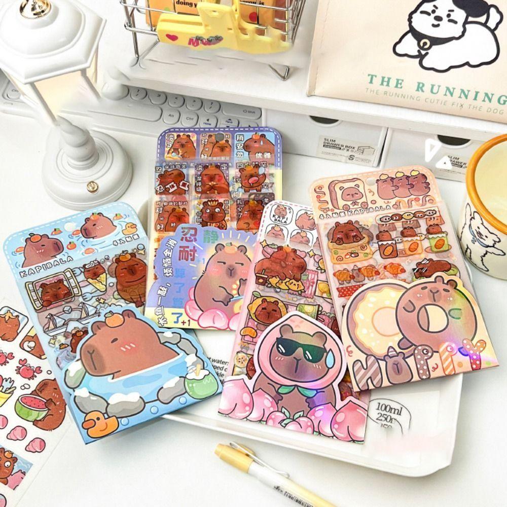 4 Pcs/bag Cartoon Capybara Sticker Creative Capybara Ledger Material  Scrapbooking