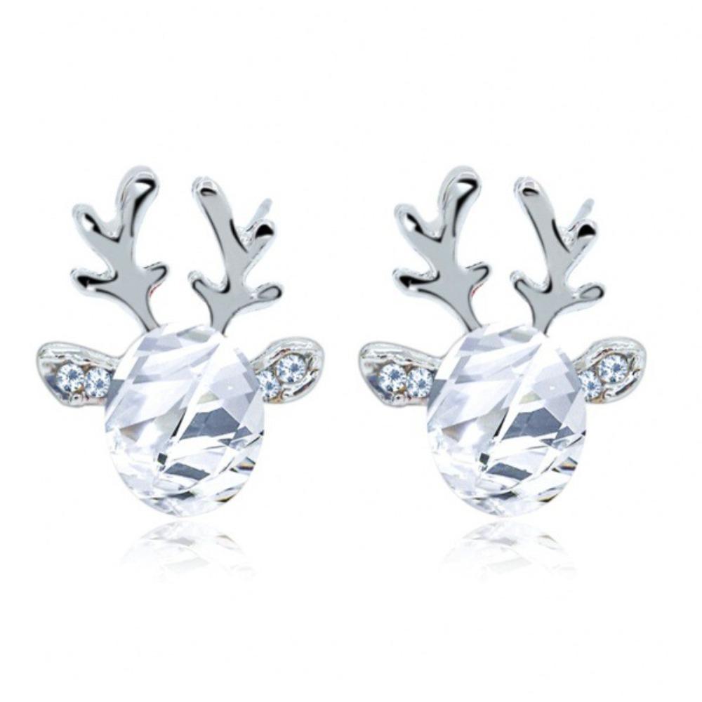 Fashionable Moose Stud Earrings with Glittering Antler Design for Women