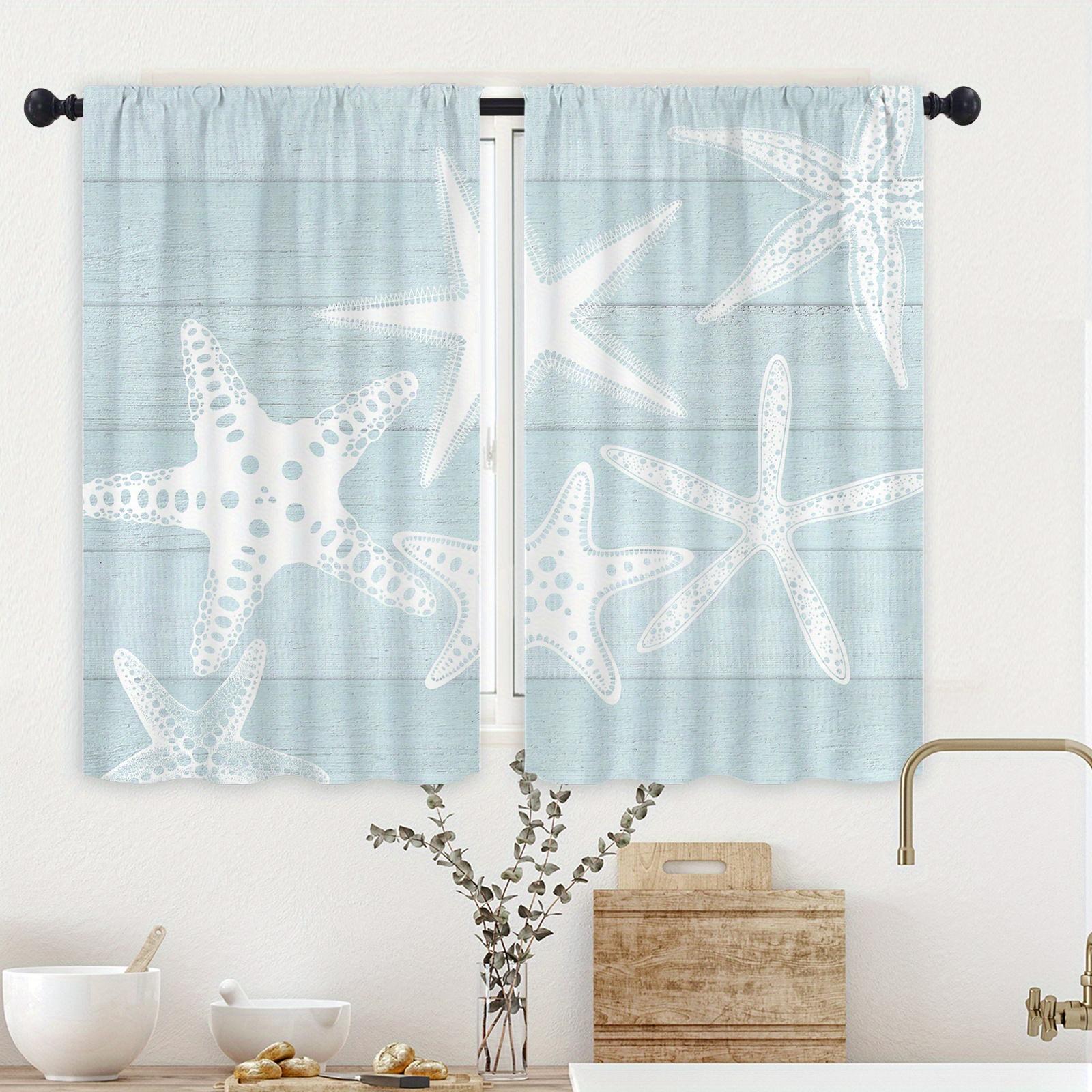 

2 шт. Пляжная прибрежная морская звезда кухонная занавеска морская летняя оконная отделка для гостиной домашний декор кафе шкаф украшение 70x107cm(27.5x42inch