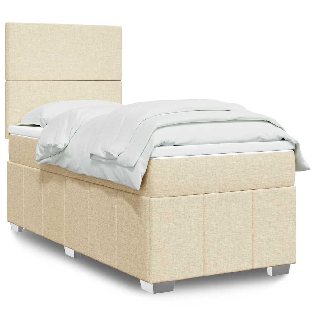 Vidaxl Continental Bed With Mattress, Cream, Fabric, 80X200 Cm
