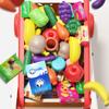 Carrinho de compras infantil de brinquedo com 25 acessórios para frutas, vegetais e alimentos, carrinho de compras de simulação, carrinho de compras de brinquedo