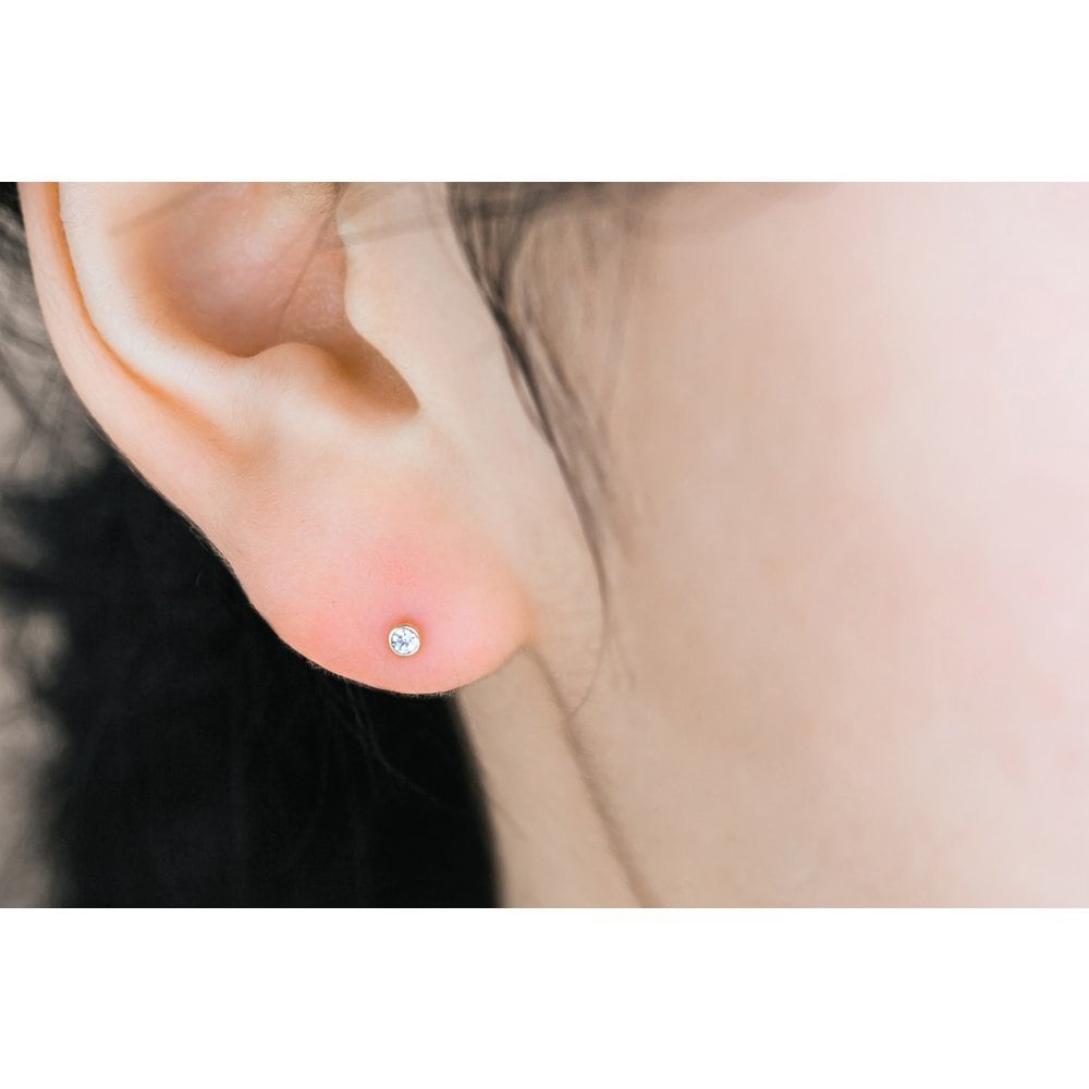 14K Rose Pink Round Bezel Setting Cubic Piercing (1 Piece)