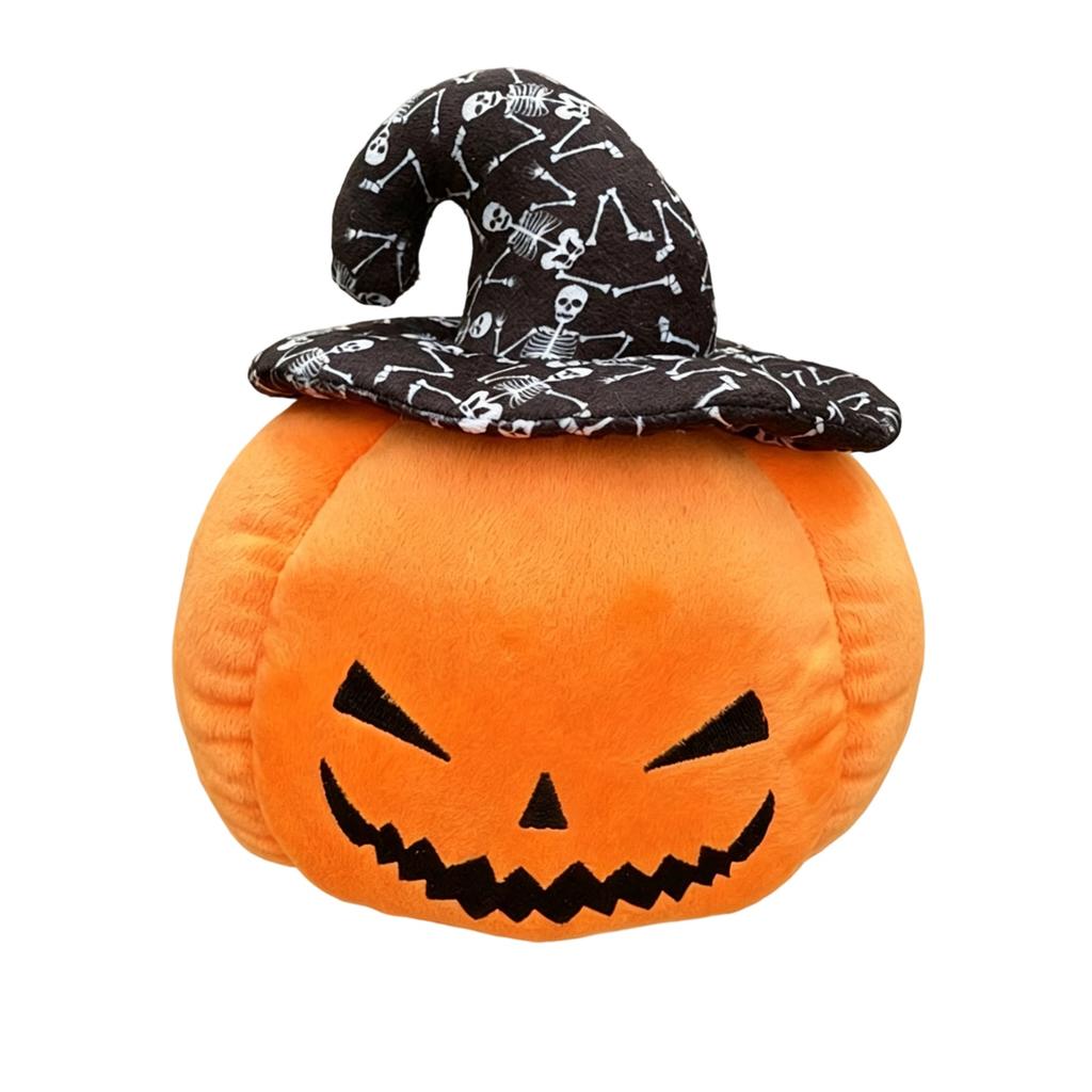 Halloween Plush Pumpkin Toy with Witch Hat Soft Stuffed Pumpkin Doll Halloween Decor Plush Toy for Kids and Adults Halloween Party Decoration