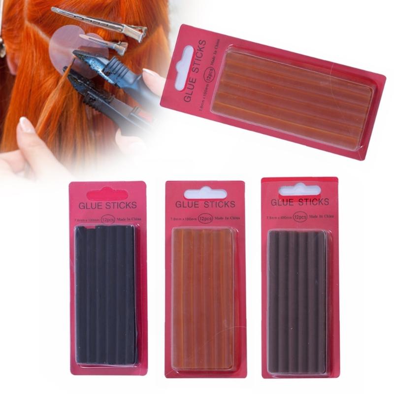 12pcs Heat Resistant Adhesive Sticks For Professional And DIY Hair Extension Application Hot Melt Glues for Wigs