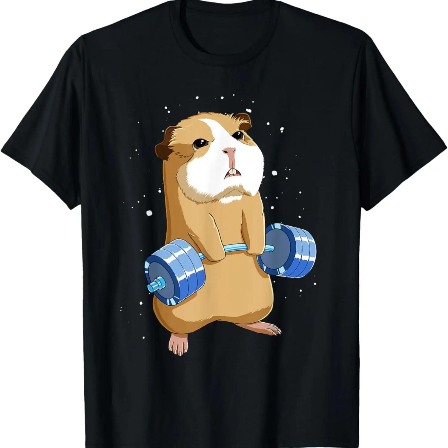 Funny Deadlift Guinea Pig T-Shirt S чёрный
