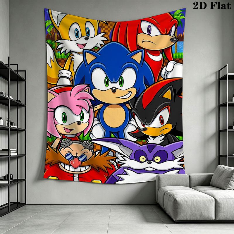 Hedgehog Sonic Soar Wall Hanging Printed Fabric Blanket Decorative Tapestries for Bedroom Living Room Home Decor
