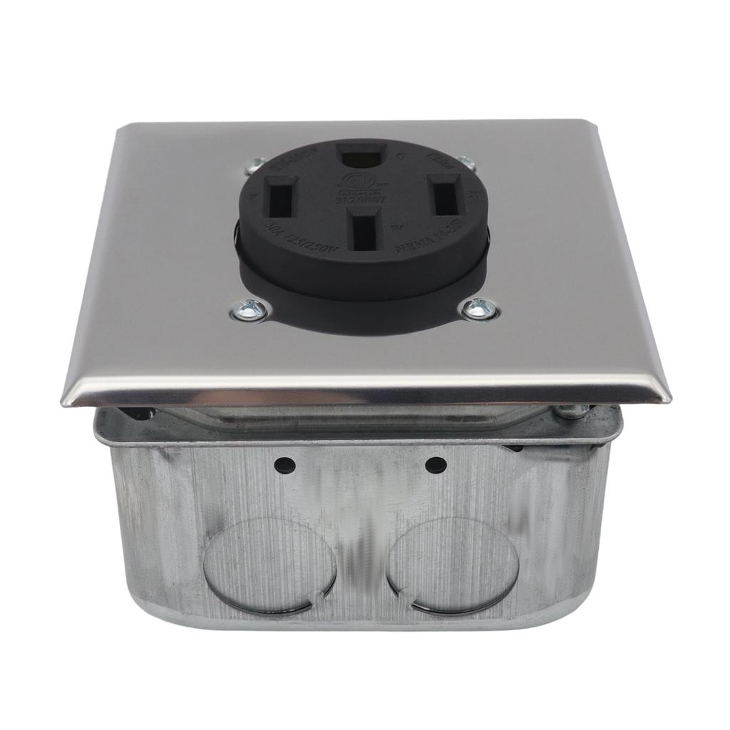 NEMA 14 50R 50A Power Outlet Receptacle, 4 Prong Electrical Socket for RV EV Charging, Surface Or Flush Mount