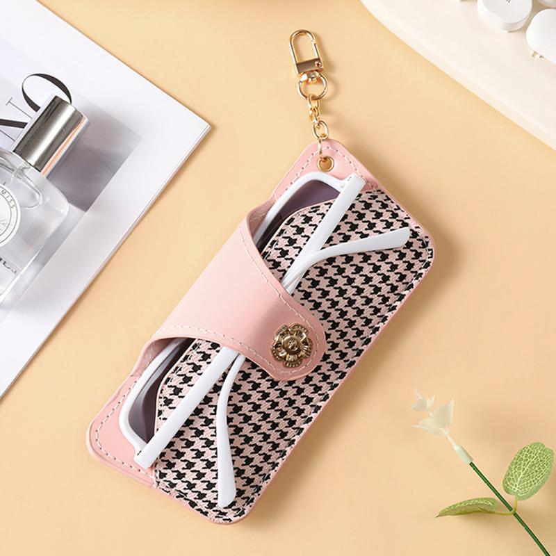 PU Glasses Storage Bag Soft Leather Sunglasses Pouch Portable Glasses Protective Cover Eyewear Holder Hanging Bag