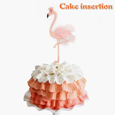 1pcs Cake Insert High Flash Feather Flamingo Insert Birthday Cake Insert Party Decoration Plugin