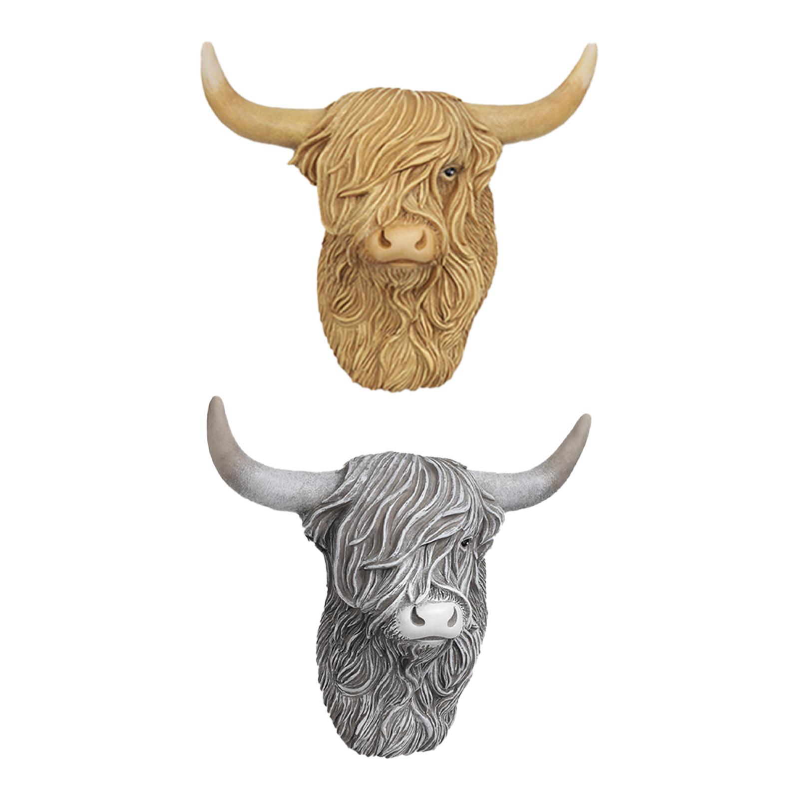 Highland Cow Decor Highland Cow Head Figurine Unique Decorative Wall Hanging giallo
