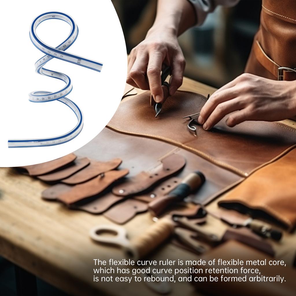 300mm - 1m Flexible Curve Ruler Imperial and Metric Double Scale PVC Curved Ruler for Woodworking / Sewing / Drawing