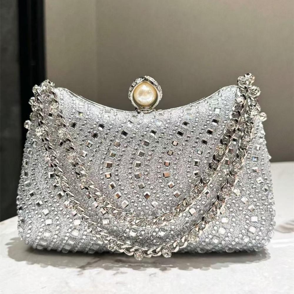 

Elegant Premium Rhinestone Rhinestone Diamond Inlay Bag Gold Silver Blue Sparkling Evening Bag Diamond Inlay Small Clutch
