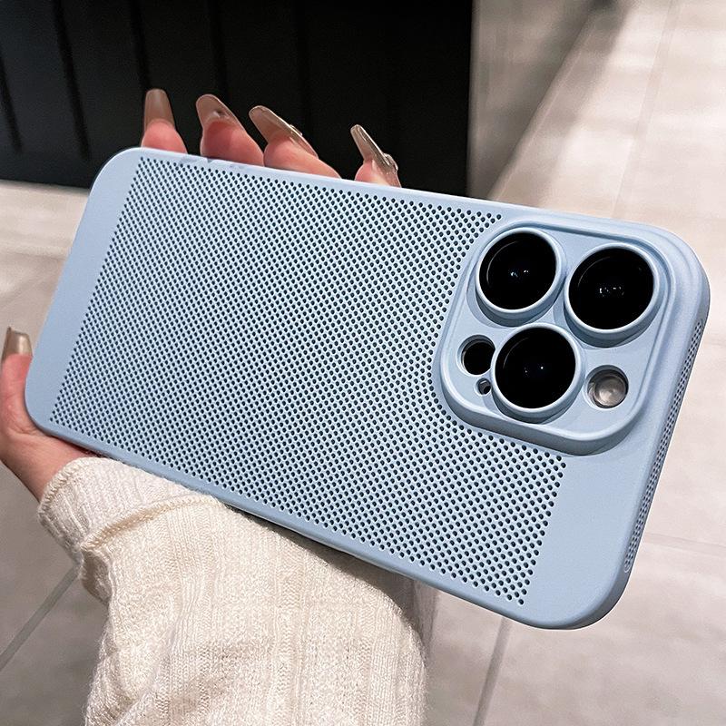 Summer heat dissipation mesh is suitable for iPhone16PROMAX mobile phone case, ultra-thin and breathable Apple 15 lens film, anti-drop.
