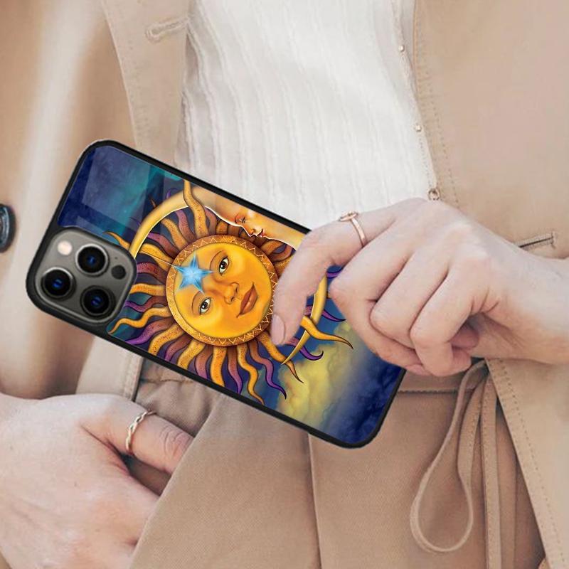 Sun Moon Face Magnetic Phone Case For APPLE iPhone 17 Air 16 14 13 12 Pro Max 15 Plus Wireless Charge With MagSafe Cover