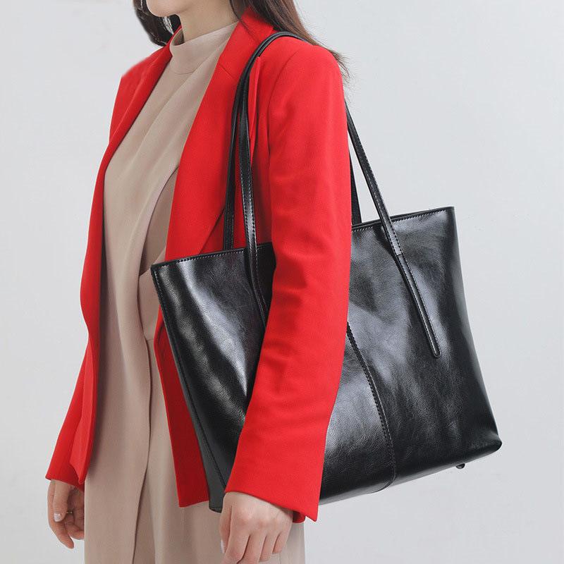 Women's Bags, Large Bags, Women's Fashionable Single-shoulder Bags, Commuter Tote Bags, Leather Hand-carry Bags, Large Capacity Women's Bags