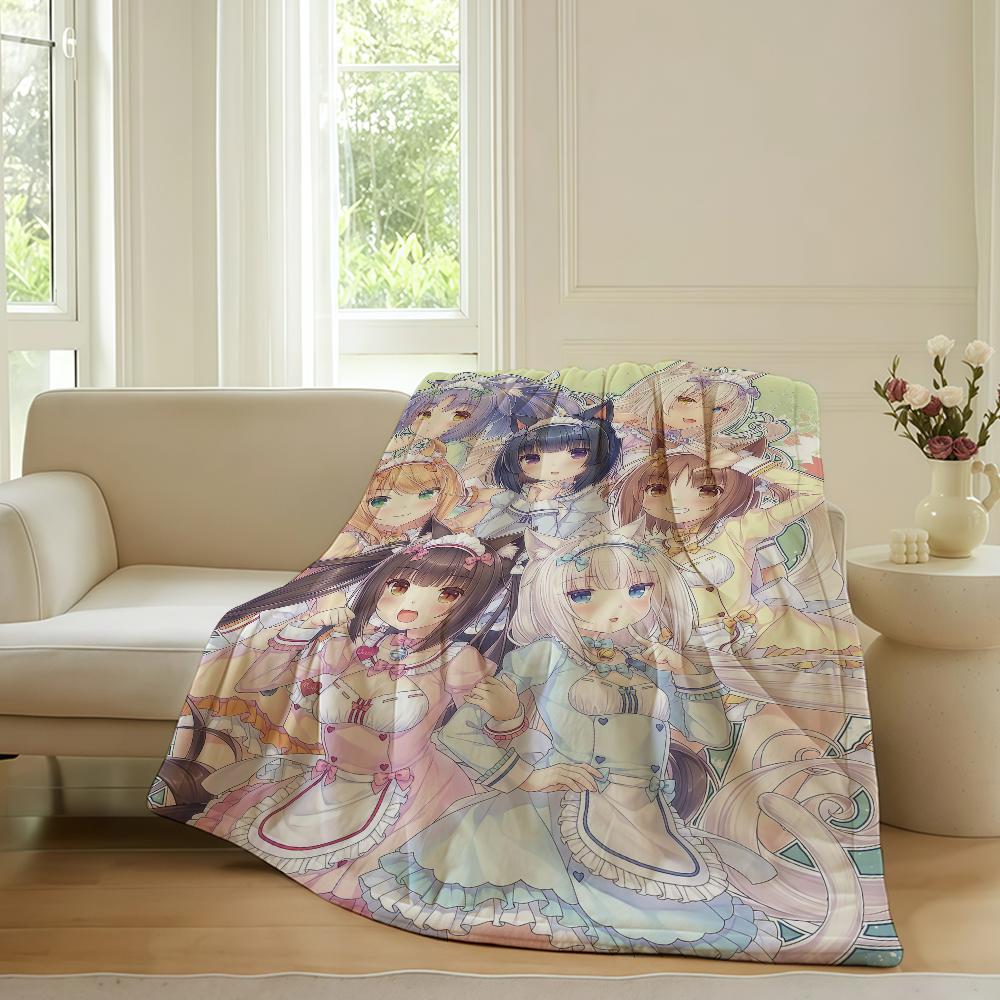 Anime cute Nekopara Blanket For Sofa Office Bed Plane Travel Sleep Read Relax Camping Soft And Warm