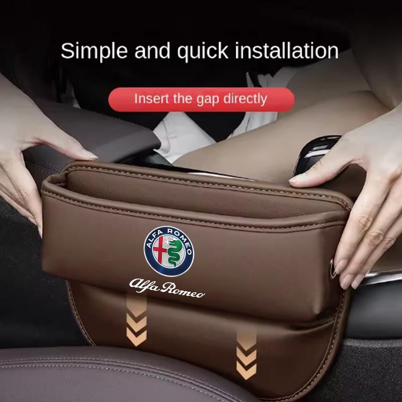 Car Storage Bag Leather Seat Gap Storage Box For Alfa Romeo STELVIO Giulia 159 Giulietta 147 Mito 156 MTO Sportiva Accessories