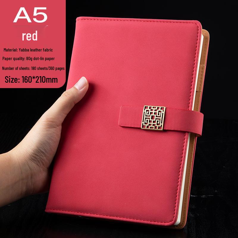 A5 PU Leather Buckle Notebook - Business Office Meeting Record Book (Custom Logo Available)