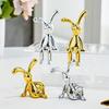 2Pcs Creative Long Eared Rabbit Electroplating Adhesive Doll, Sitting Rabbit Shaped Toy, Children'S Gift Decoration Ornament
